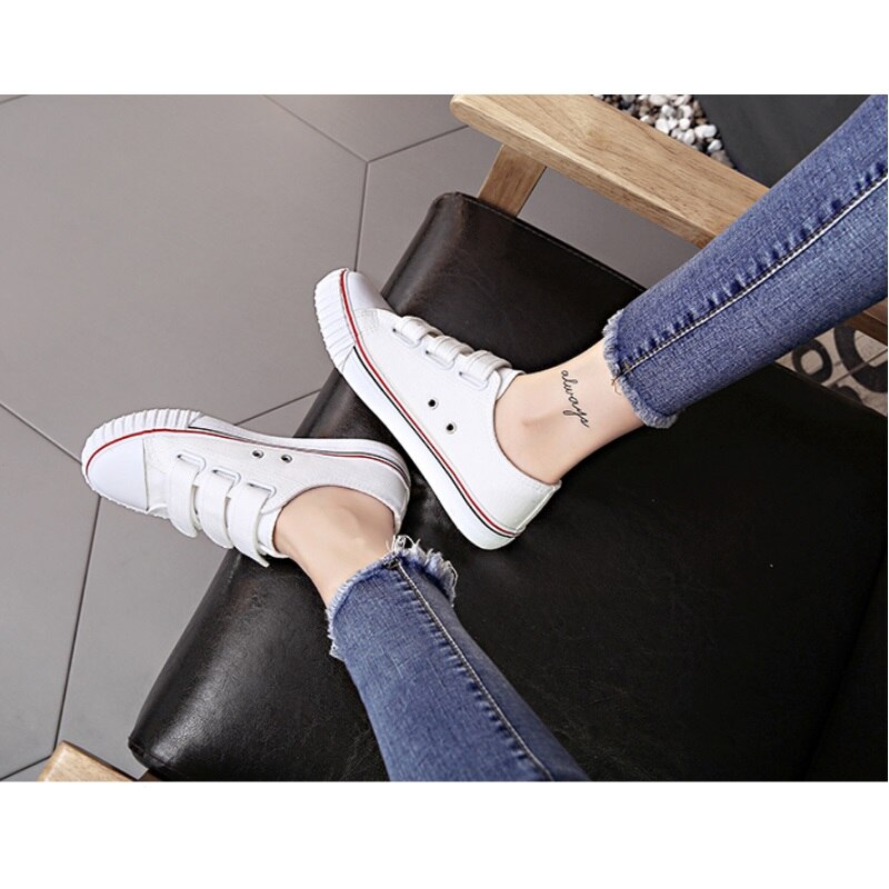 Canvas schoenen voor meisjes Lente Mode Sneakers Effen Naaien Vrouwen Denim Schoen Sapato Feminino Size 35-40 Vrouwen casual Schoenen: White / 8