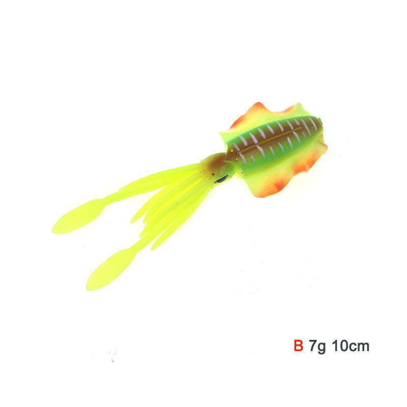 1pc Fishing Soft Squid Lure 7g 10cm Luminous/UV Squid Jig Fishing Lures For Sea Fishing Wobbler Bait: B