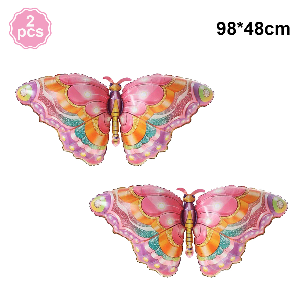 Vlinder Verjaardag Servies Borden Cups Folie Vlinder Ballonnen Banner Voor Meisjes Sprookjesfeest Bruiloft Decor Baby Shower Benodigdheden: Roze