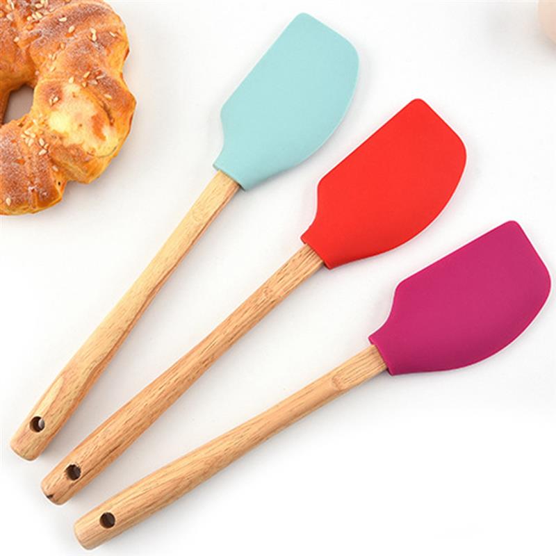 Justdolife 1Pc Keuken Bakken Spatel Siliconen Houten Handvat Schraper Spatel Gebak Spatel Bakken Tools Accessoires
