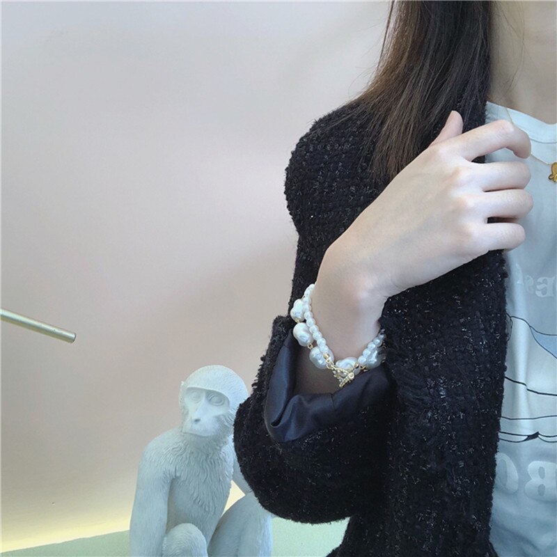 AOMU français rétro Simple irrégulier Baroque perle Bracelet tempérament Bracelet pour les femmes fête bijoux accessoires