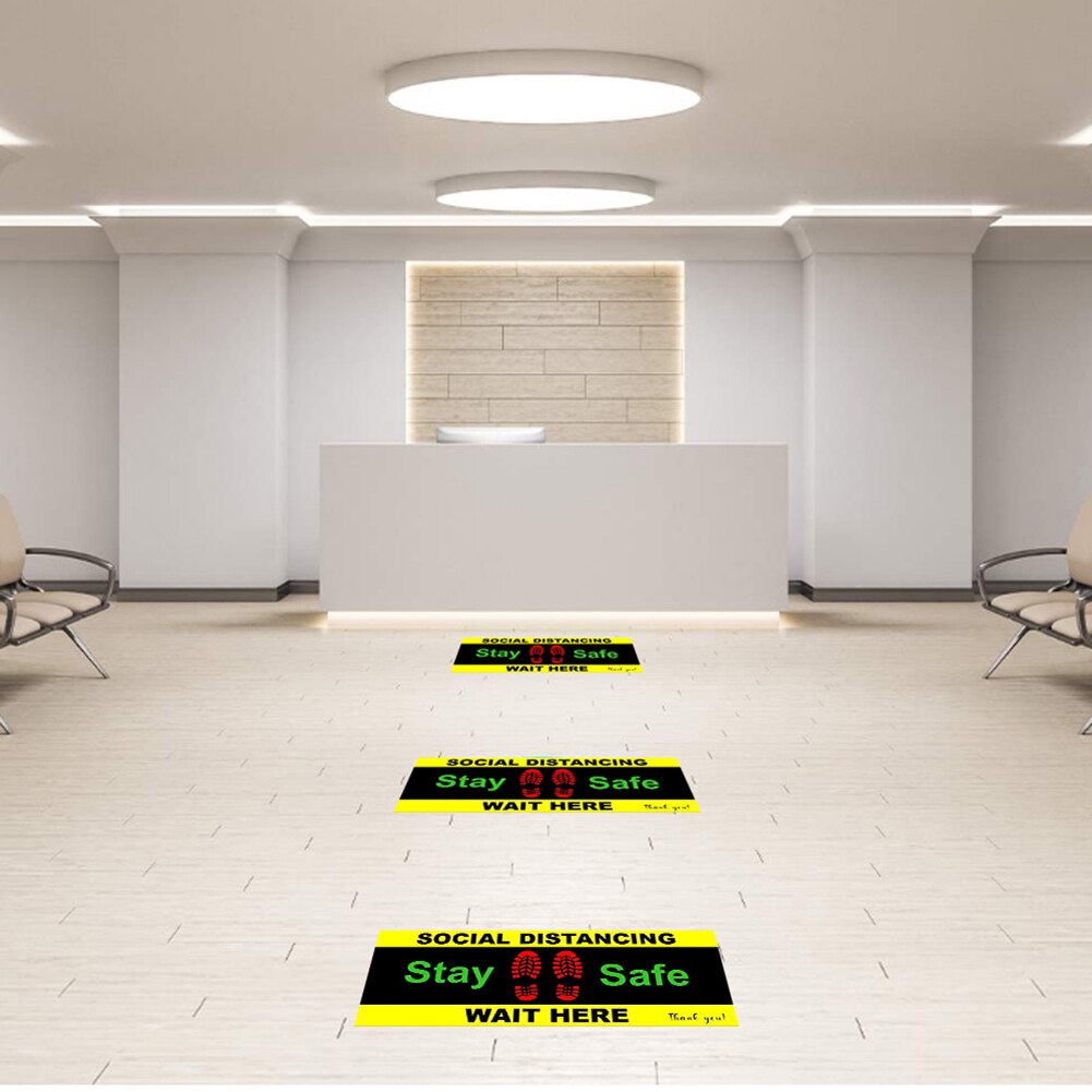 Waterproof Safety Isolation Distance Signs Sticker Social Distancing Floor Decal Foot Distance Anti-Slip Commercial Grade