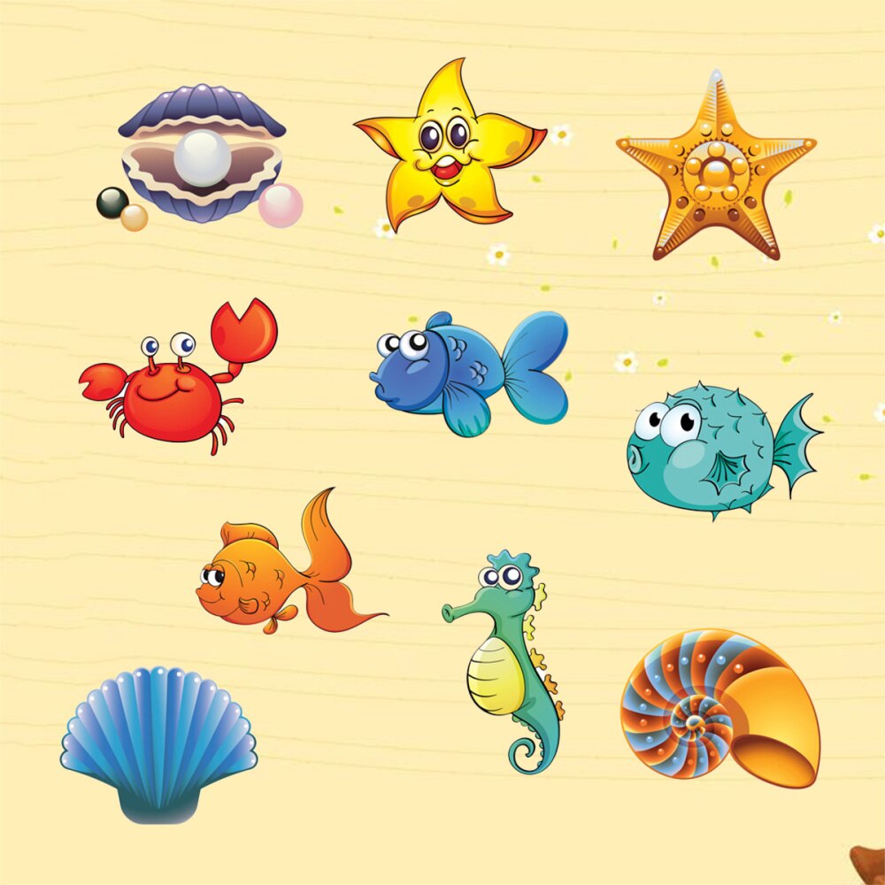 Cartoon Anti-Slip Self-adhesive Sticker Decals for Bathroom Bath Tub Shower Surfaces (Sea World Style)