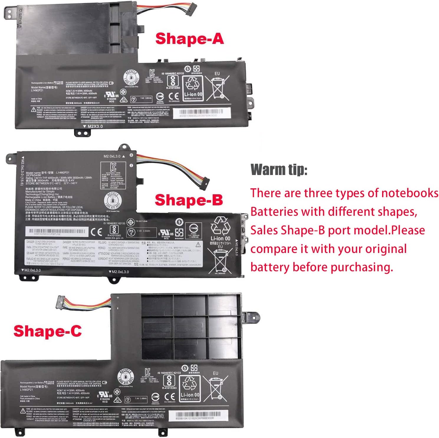 L14M2P21 L14L2P21 Batteria del computer portatile per Lenovo IdeaPad 330S 330S-14AST 330S-14IKB 330S-141KB 330S-15ARR 330S-15AST 330S-15IKB