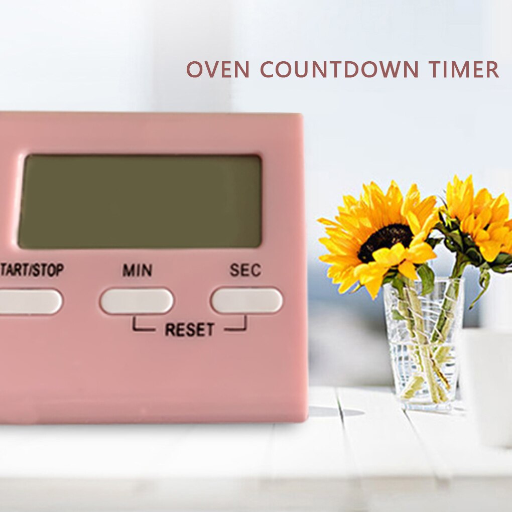 Mini Electronic Large LCD Digital Kitchen Timer Clock Countdown Count Time Loud Alarm Home Oven Cooking Tools Accessories: Pink