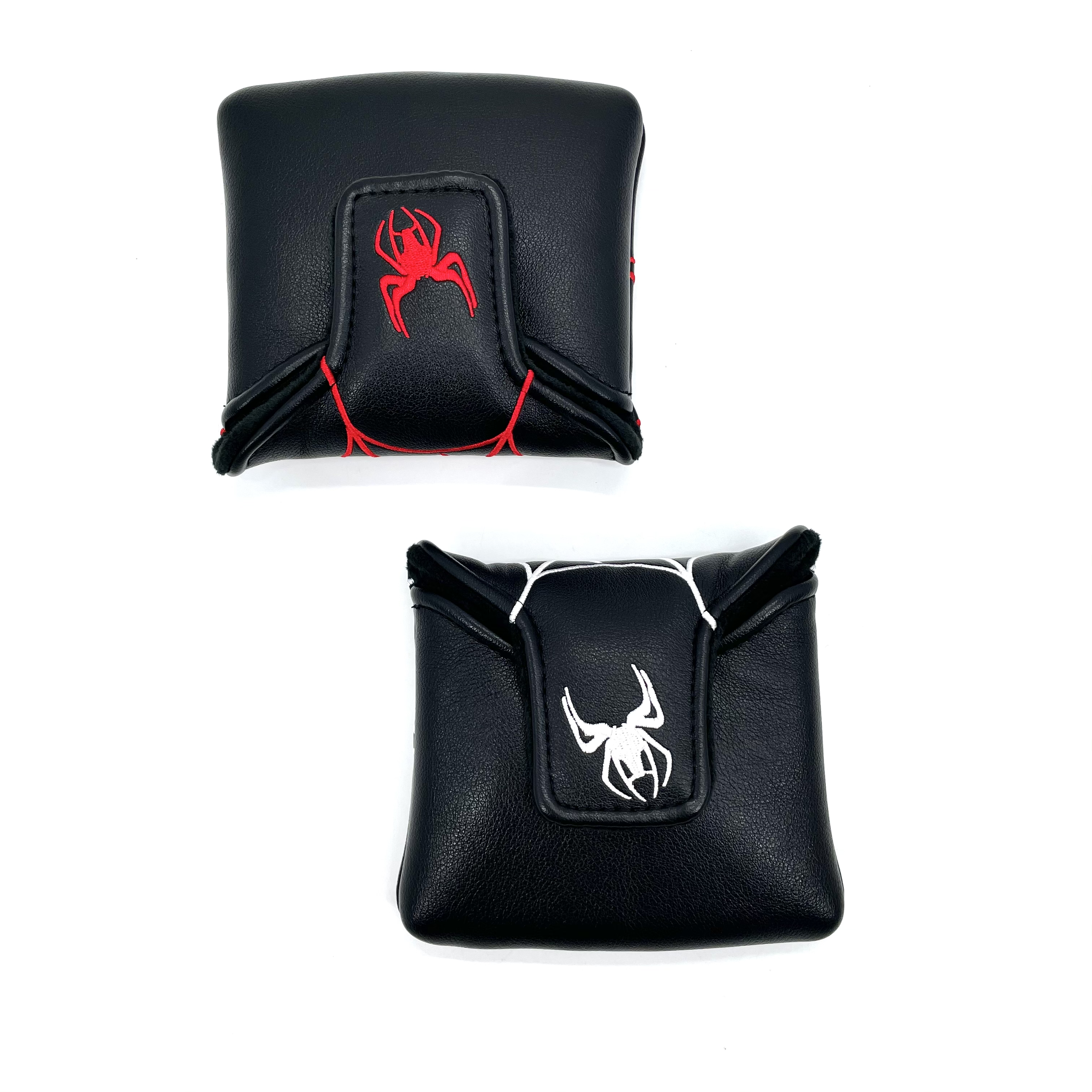Mazo cuadrado de Golf con bordado de araña, Putter de cuchilla, conductor, madera de calle, híbrido, cubierta de cabeza de hierro, blanco, rojo y negro,
