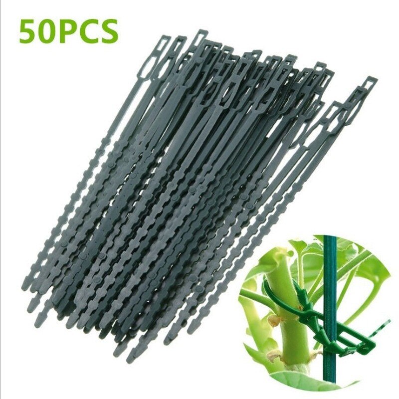 50Pcs Multi Purpose Tuin Boom Klimmen Ondersteuning Plastic Banden Herbruikbare Kabelbinders Verstelbare Plastic Plant Kabelbinders 13.5Cm
