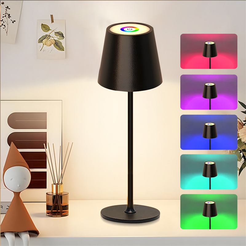 RGB-Akku-Tischlampe, RGB-Tischlampe mit wiederaufladbarem Akku und Touch-Steuerung, dimmbare Tischlampe für Nachttischlampen im Schlafzimmer