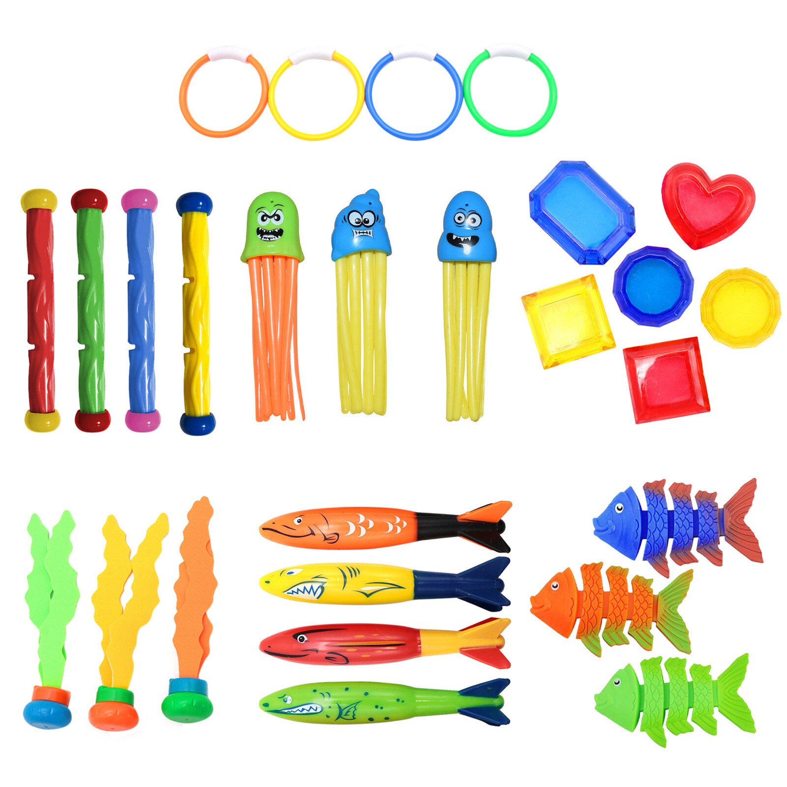 Set di giocattoli per piscina subacquea per immersioni subacquee gioco subacqueo anello per pesci piscina giochi d&#39;acqua Set regalo per allenamento giocattoli per bambini: T