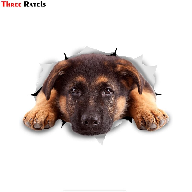 Drie Ratels FTC-1088 3D Hond Stickers Rusten Duitse Herder Voor Muur, Koelkast, Toilet, Venster En Kast