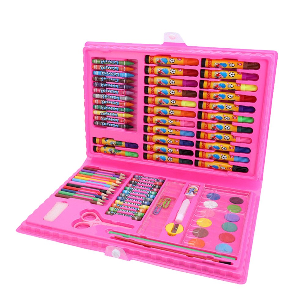 86 Pcs Children Painting Tools Art Supplies for Drawing with Watercolor Pen Ruler Eraser Sharpener JR Deals: Pink