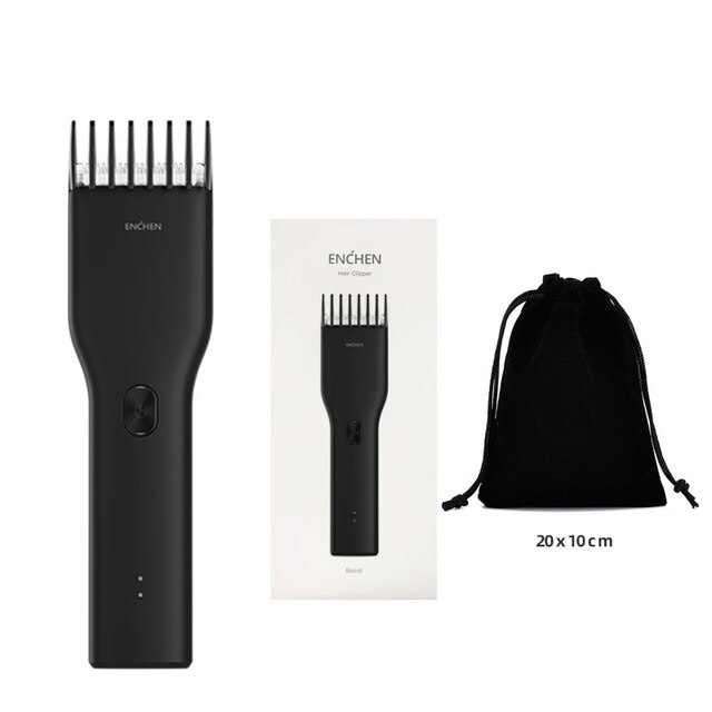 ENCHEN Hair Clipper Men's USB Rechargeable Electric Beard Trimmer Two Speed Ceramic Cutter Hair Cutting Machine: Boost Black