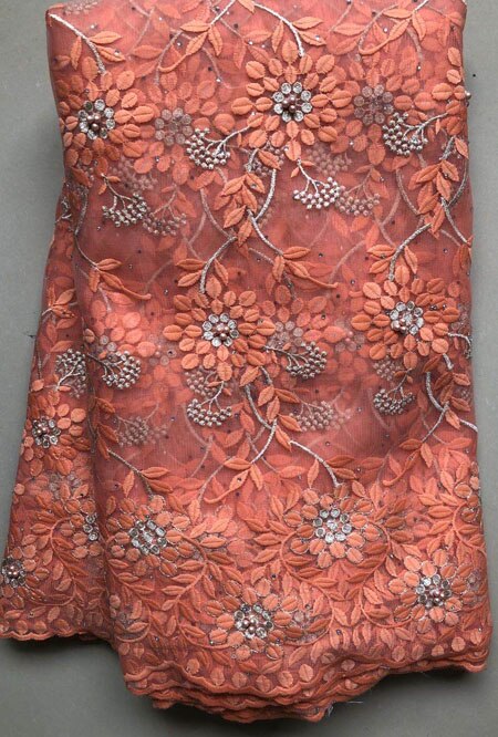 Tissu africain de dentelle de filet, tissu nigérian de de dentelle de mariage 5Yards pierres dentelle française de Tulle YLL4865: AS PIC2
