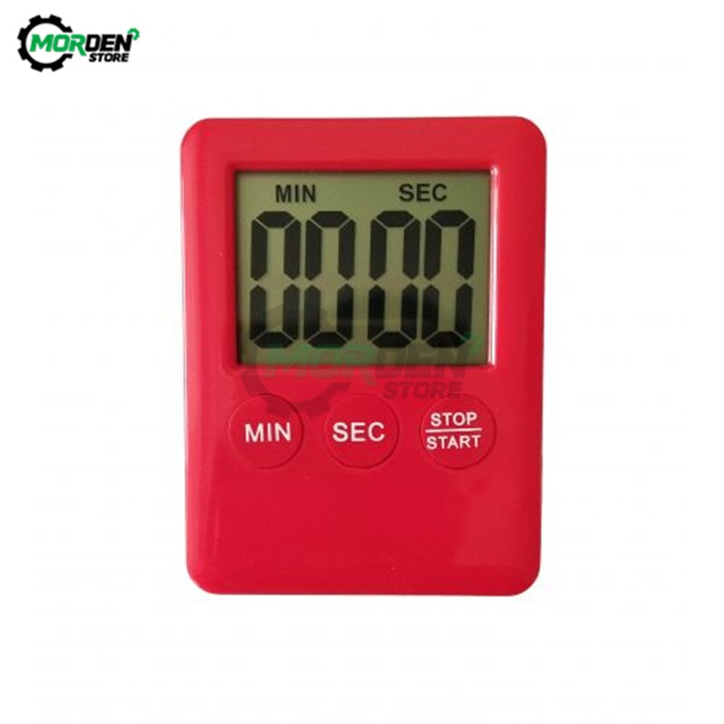 Super Thin Mini LCD Digital Display Kitchen Timer Square Cooking Count Up Countdown Alarm Sleep Stopwatch Clock: black