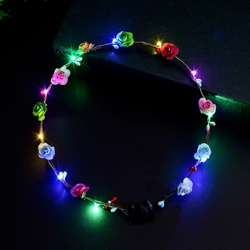 24Pcs Led Gloeiende Kroon Bloem Haarband Krans Party Kinderen Meisje Vrouwen Hoofdband