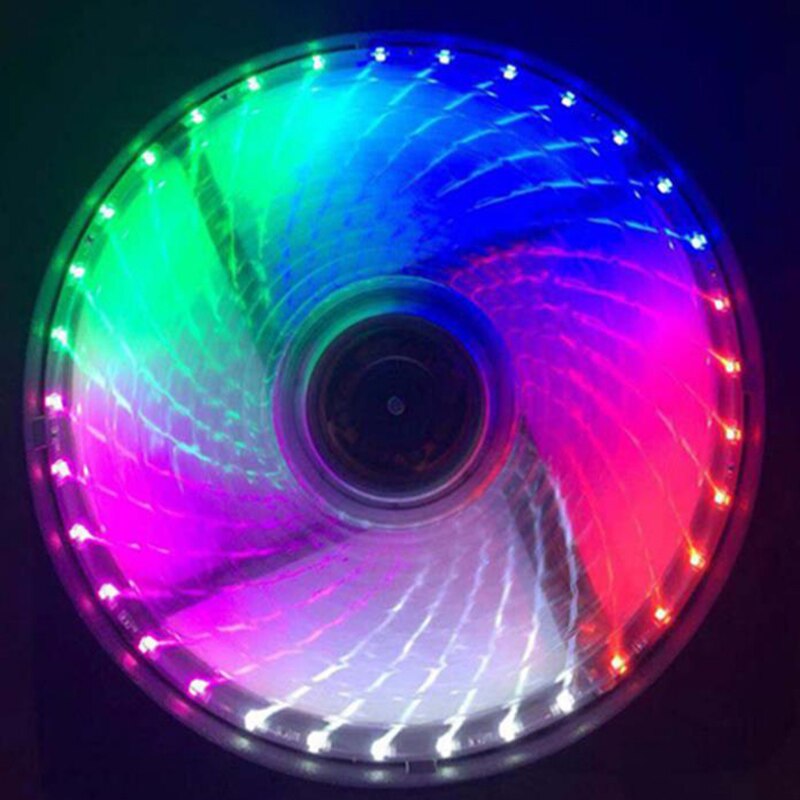 15 lysdioder  or 33 led pc-computer 5 farve 16db ultra lydløs game case ventilator heatsink køler kølegummi 12cm blæser 12v molex 4 pin 3p