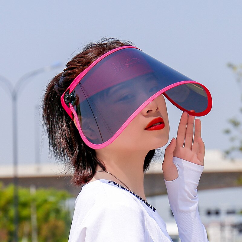 Ultraviolet Polarized Sun Visor Hats For Women Summer Sun Protection Outdoor Travel Fishing Biking Cover Face Sun Hat Female Cap: Red