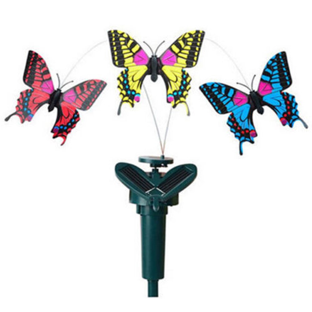 1pc Vibration Solar Power Flying Butterfly Dancing Flying Fluttering Butterflies Garden Decoration