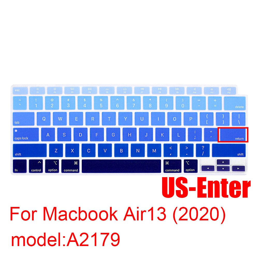 For Macbook Air13 Laptop Keyboard Cover Protective Film Air13.3 A2179 Silicone Keyboard Cover US/EU/JP Color Dust Cases: A2179 US  Blue plus