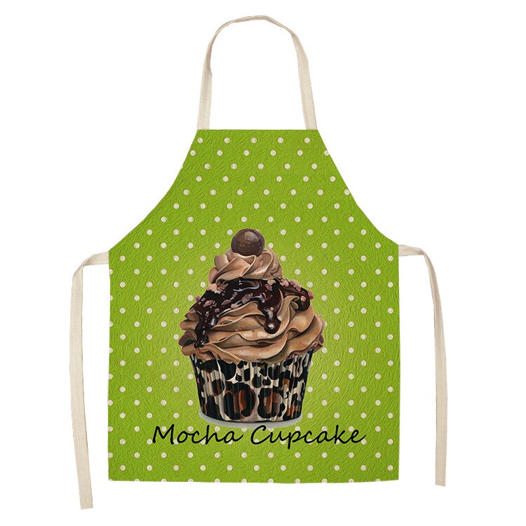 Cartoon Pastry Ice Cream Apron Printed Kitchen Aprons for Women Linen Home Cooking Coffee Baking Waist Pinafore Cleaning Tools: A6 / 47x38cm