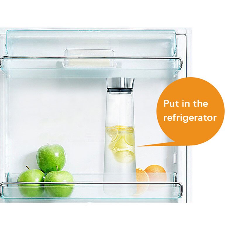 1000ml 1500ml fortykket glas stor vandflaske juice glas kandeflaske med rustfrit stål låg karaffel køleskab