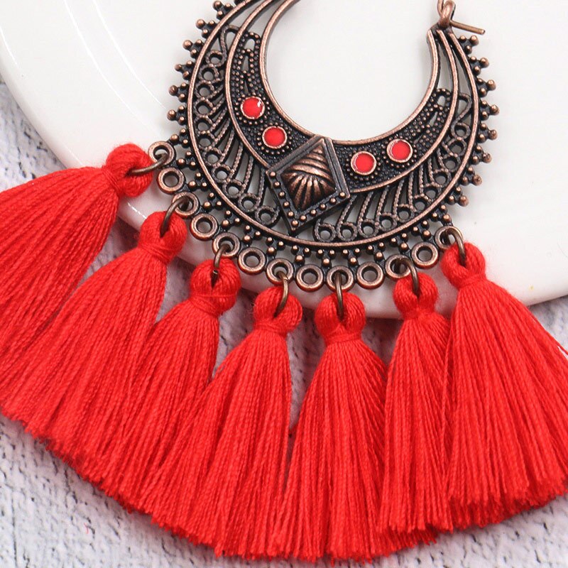 Exknl Fringed Korean Tassel Earrings for Women Geometric Statement Earring Jewelry Pendientes Weekend Party