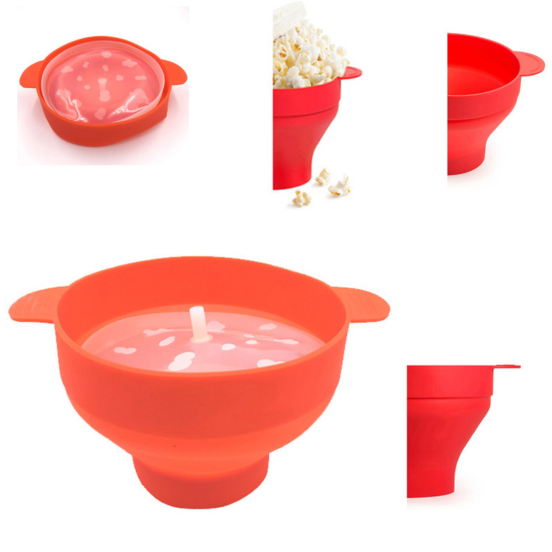 1Piece Microwaveable Popcorn Maker Pop Corn Bowl With Lid Microwave Safe Kitchen Bakingwares DIY Popcorn Bucket