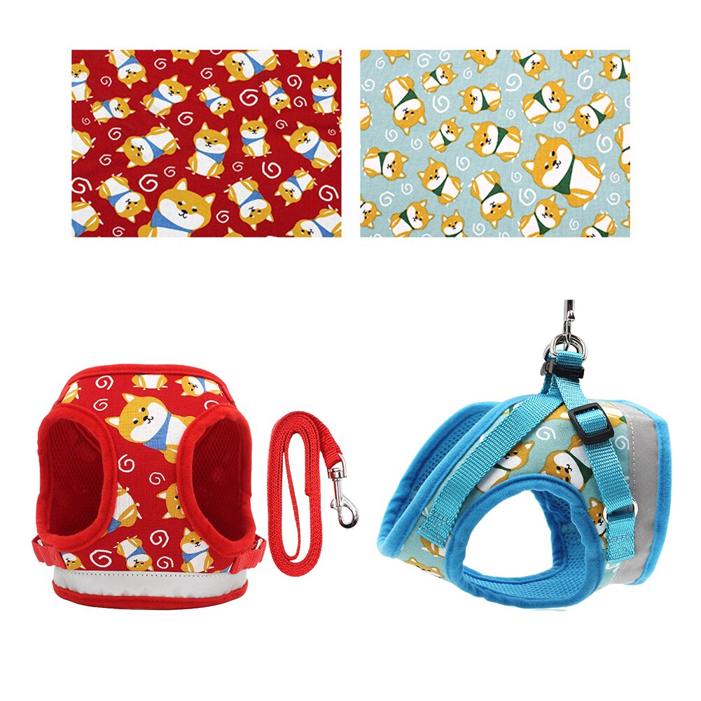 Reflective Pet Harness Leash Dog Vest Harness Adjustable Pet Chest Strap Walking Dog Harness Collar Pet Clothes
