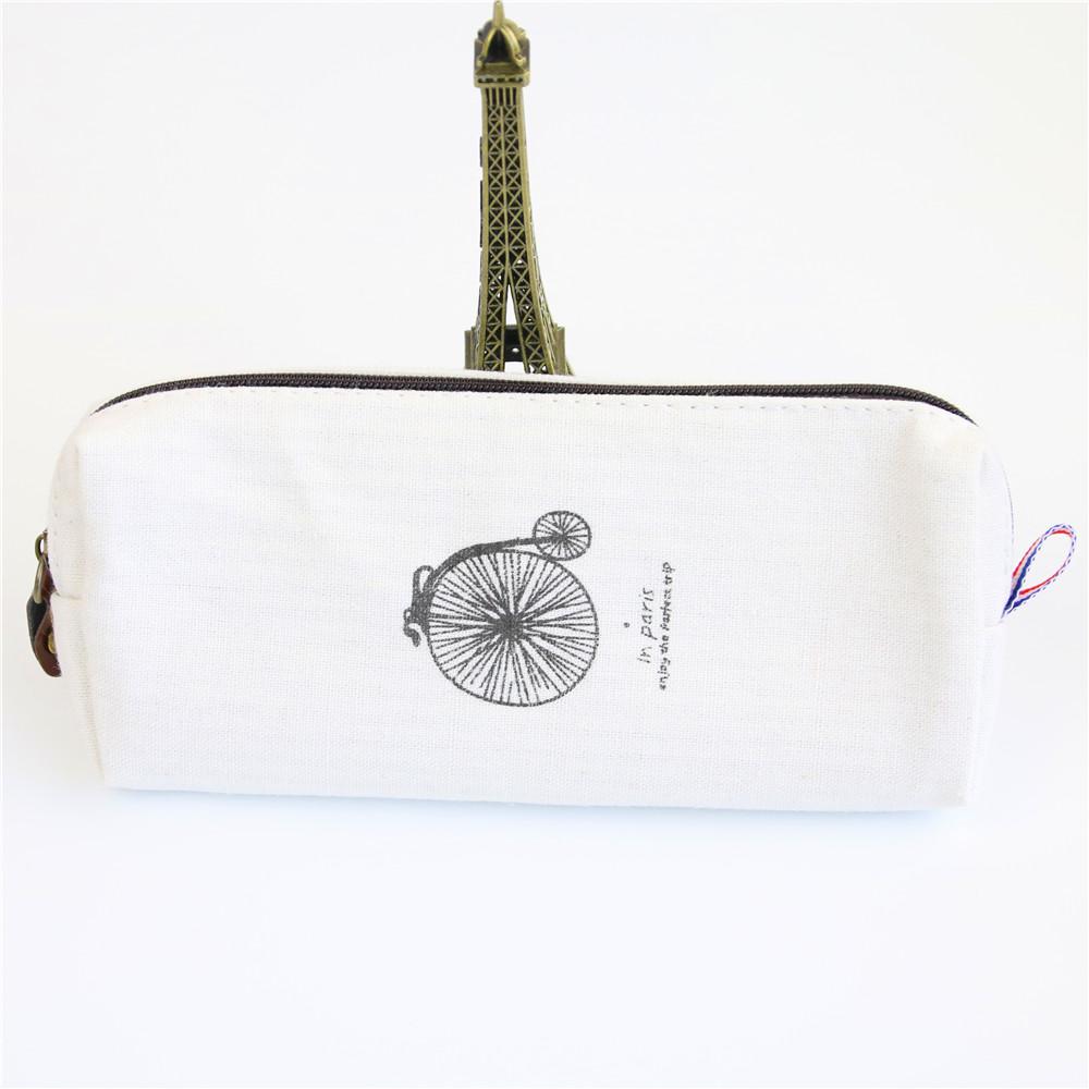 Estuche Retro de lino con torres para lápices, material de escritorio escolar, suministros de oficina, estilo de París para estudiantes, 1 unidad: A