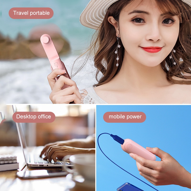 Mini Portable USB Small Fan Charging Hand Folding Handheld Office Student Small Fan Summer Heat Relief Accessories