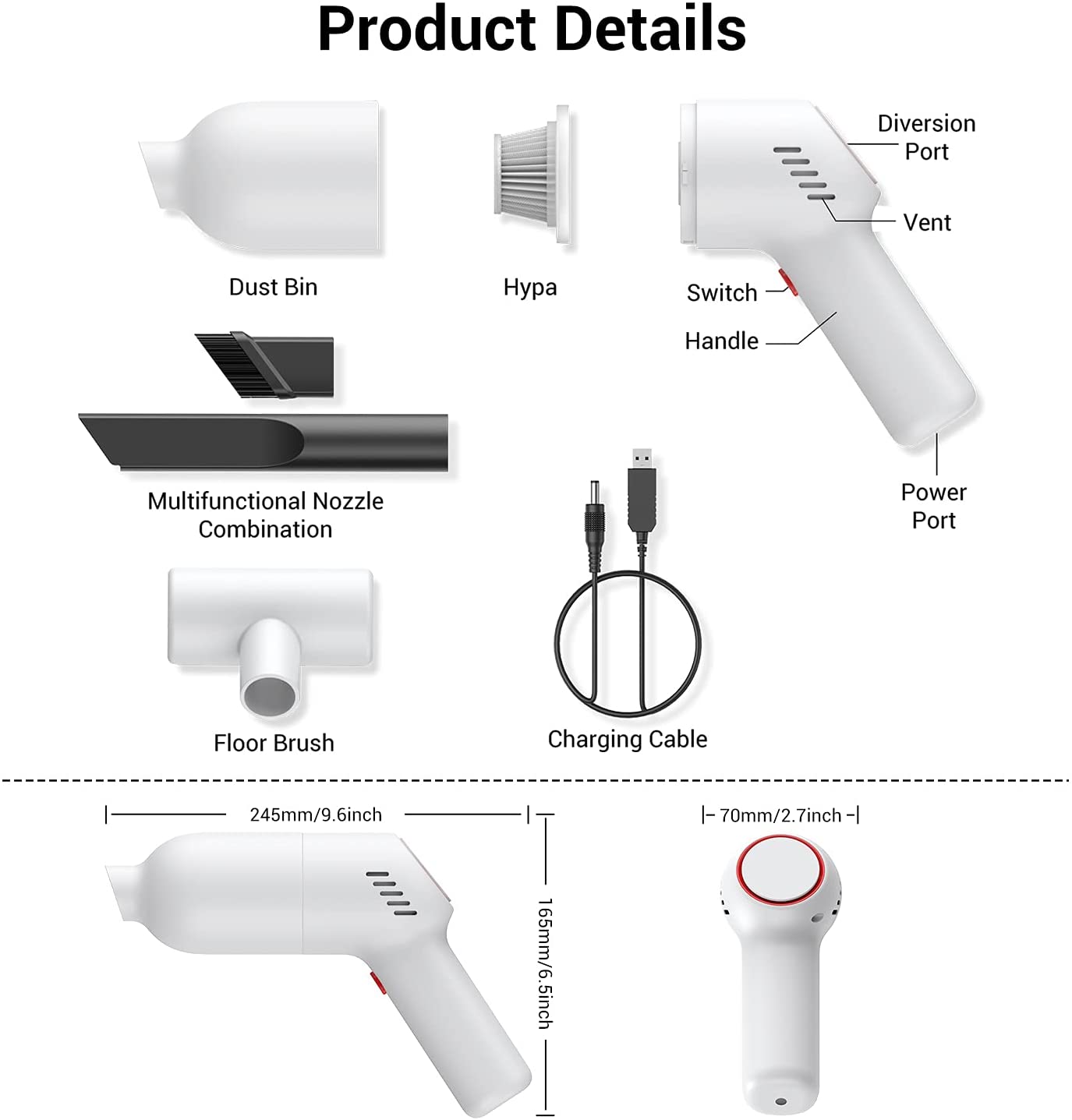 HandHeld Vacuum Cleaner Pet Hair Carpet Corner Dust Cleaning Machine Mini Wireless Super Suction Wet Dry Portable Vacuum Cleaner