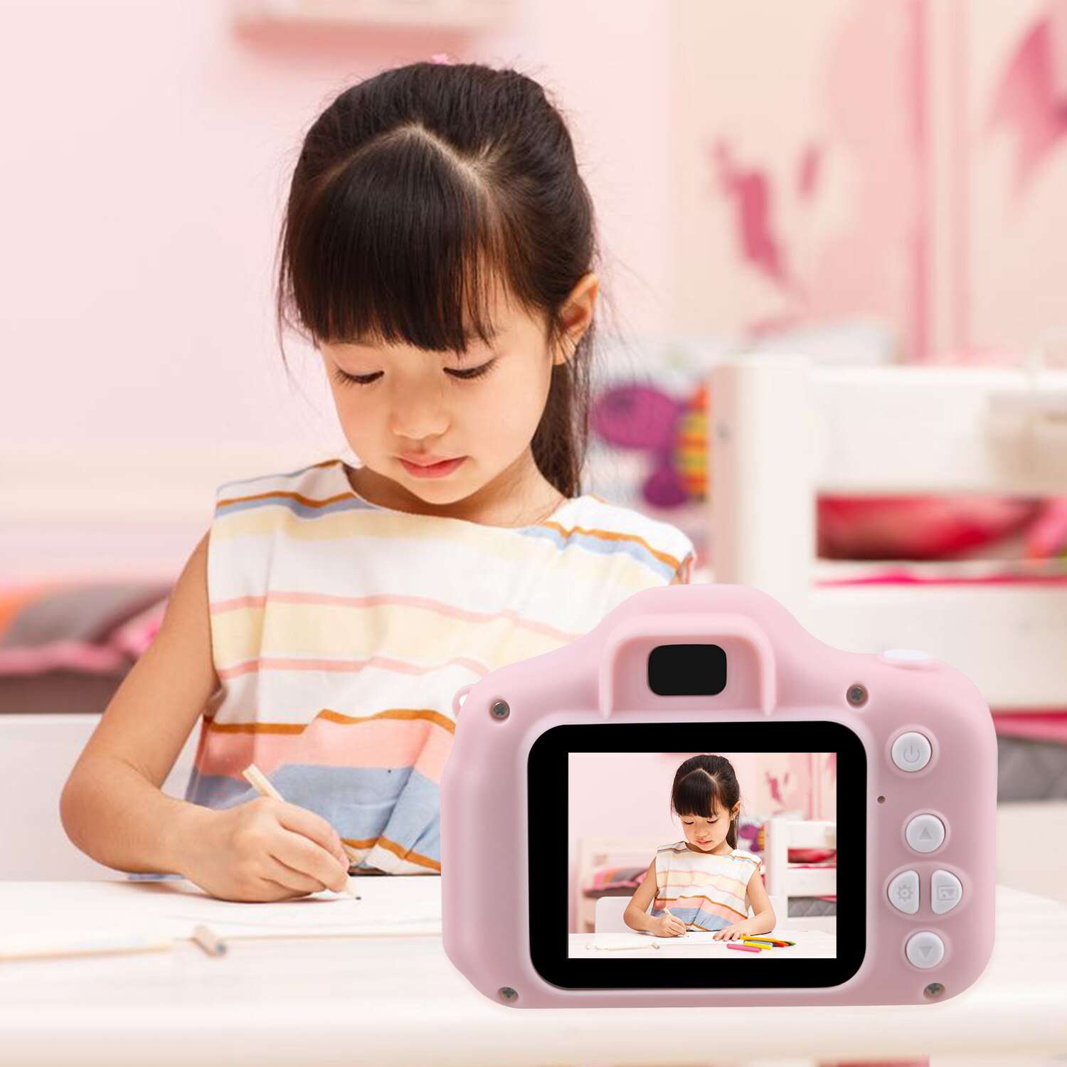 Mini söt barn videokamera uppladdningsbar digital kamera med 2 tums skärm för barn födelsedag utomhus lek