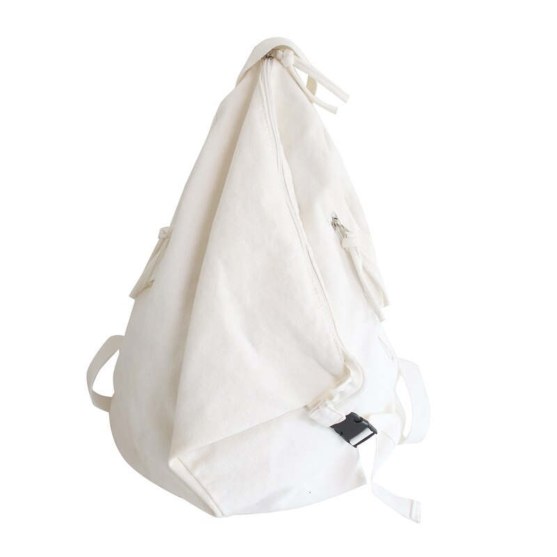 Unisex freizeit-reiserucksack, trendiger canvas-schulrucksack, einfarbig, schlichter schulrucksack, damen-tagesrucksack, mochila: Weiß