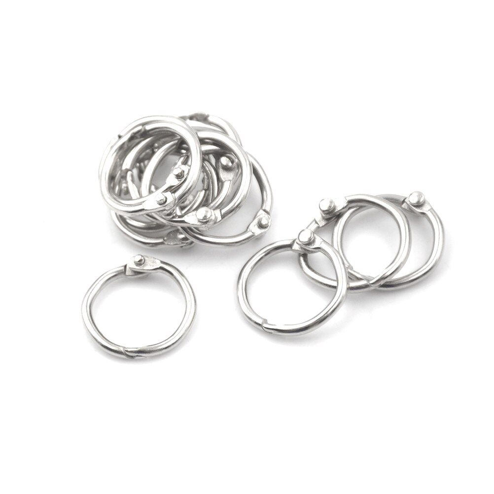 50Pcs/set Metal Loose Leaf Ring Staple Book Binder 20mm Outer Diameter Loose Leaf Ring Keychain Circlip Rings