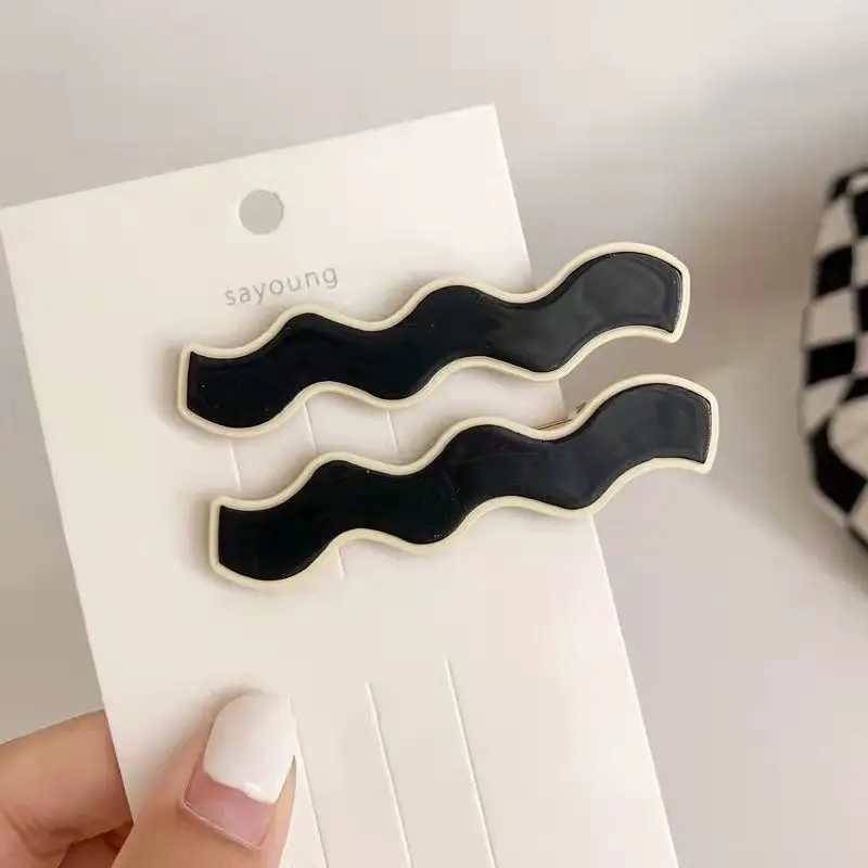 2PCS/SET Chessboard Grids Seamless Hair Clip for Women Girls No Bend Bangs Clips Duckbill Clip Hairpins Hair Styling Accessories: Copper
