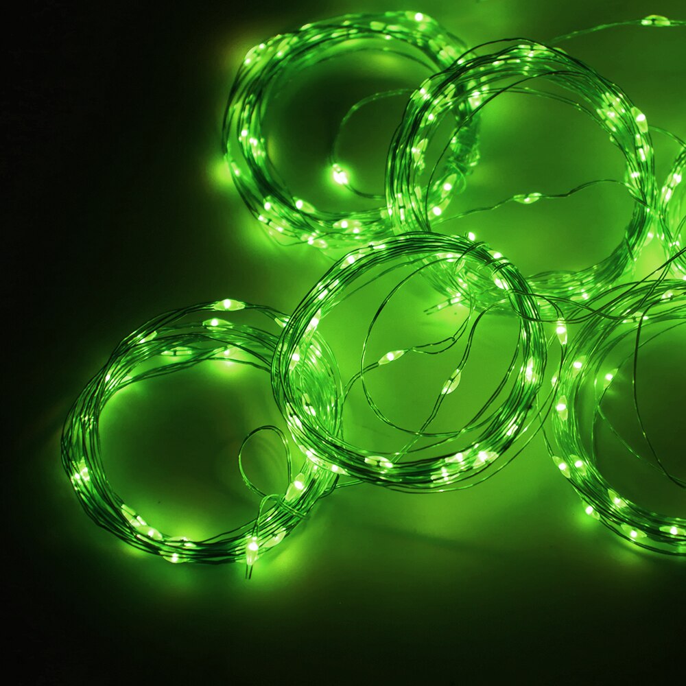 Garland gardin ljusslinga usb fjärrkontroll led koppartråd lampor 9 färg fairy lights bar fest bröllop sovrum dekorativa: Grön / 3m x2m 200 led