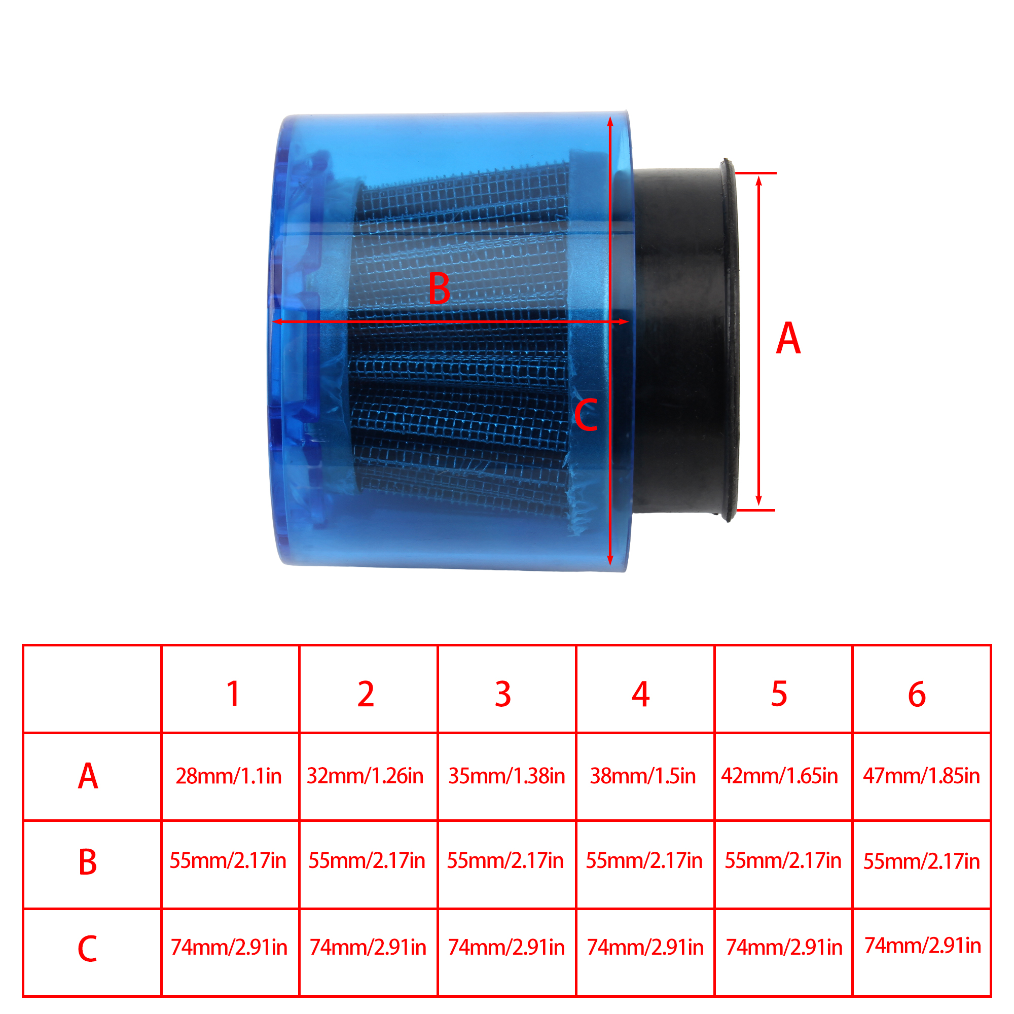 28/32/35/38/42/47mm Motocross motocicleta deporte filtro de aire alto flujo para 50 125 150 250 Pit Dirt Bike accesorios universales