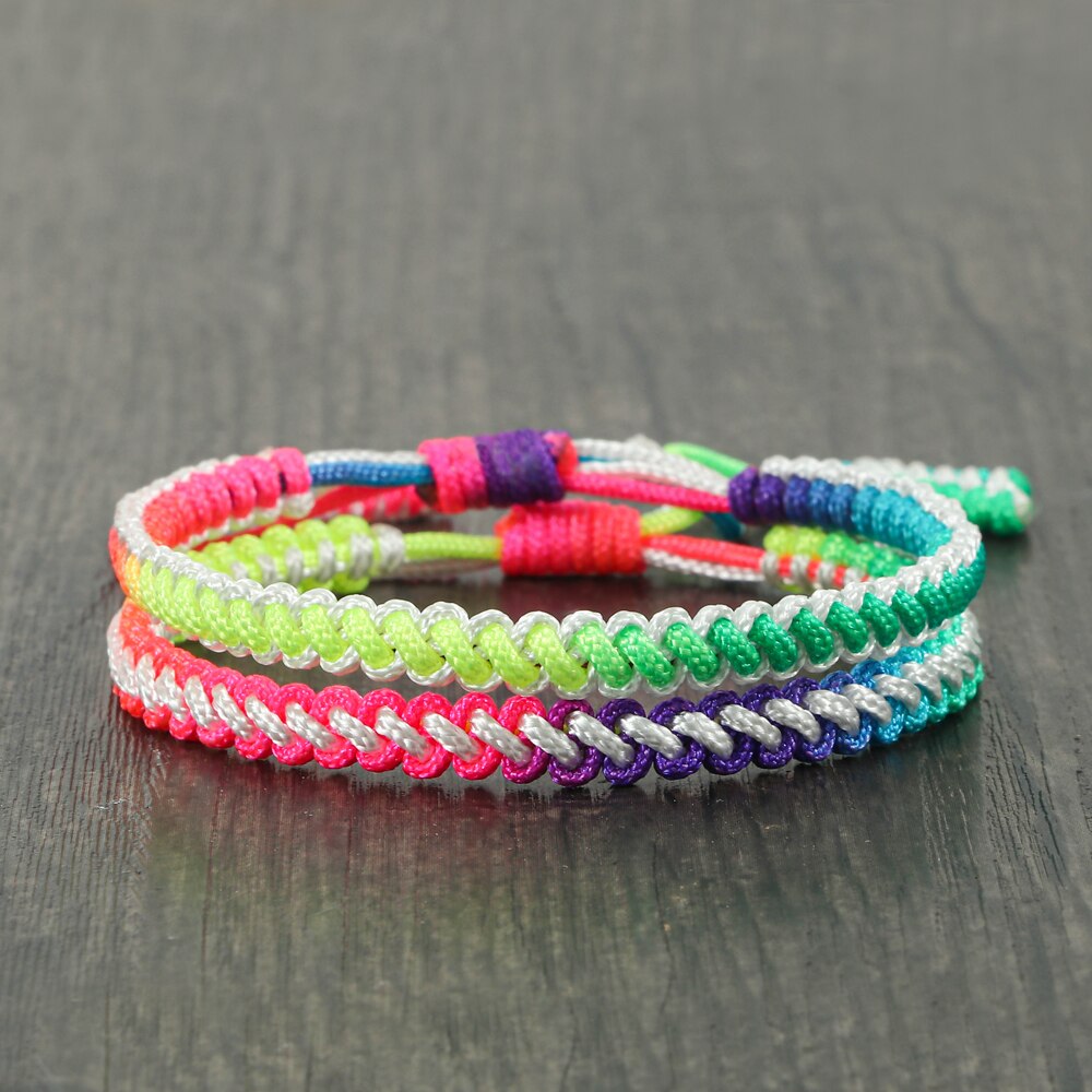 2 Stks/set Regenboog Armbanden Set Hand Weave Gevlochten Vriendschap Koppels Armband Set Touw Ketting Voor Mannen Vrouwen Wish Sieraden: style 2