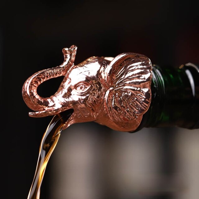 1 piece red wine pourer zinc alloy rhinoceros lion leopard antelope head wine stopper drink bar tool nightclub bar accessories: Elephant  Rose