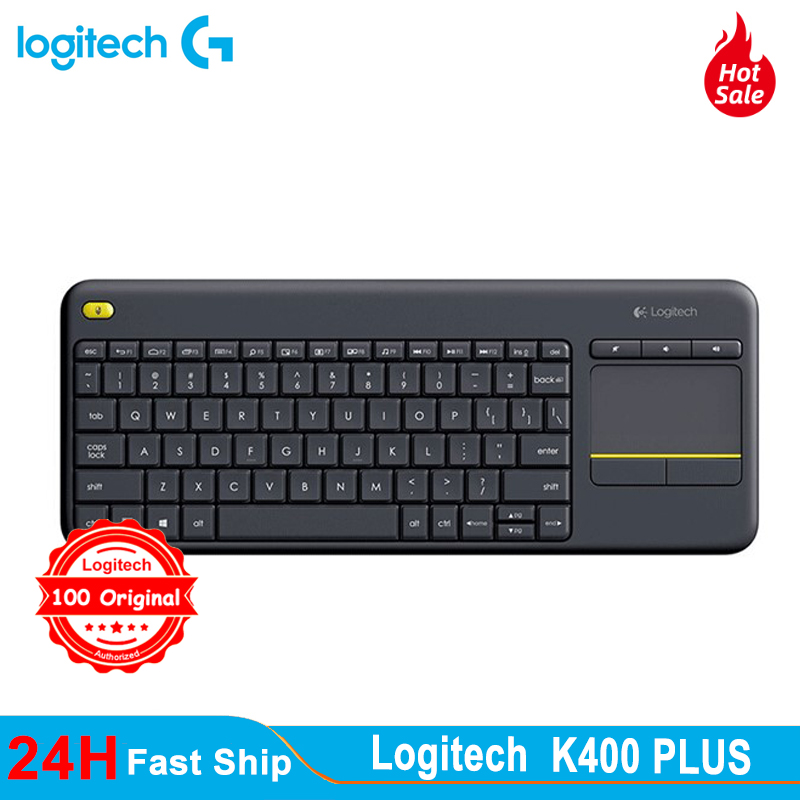 Teclado táctil inalámbrico Logitech K400 PLUS con panel táctil remoto, 2,4 Ghz, receptor unificador, teclado para Android, PC, portátil, Smart TV
