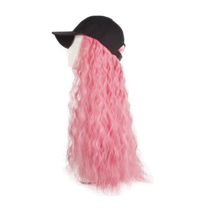 Wilde vrouwen pet pruik kleur lang steil haar krullend eendelige honkbalpet pruiken cosplay feest aankleed rekwisieten: 6