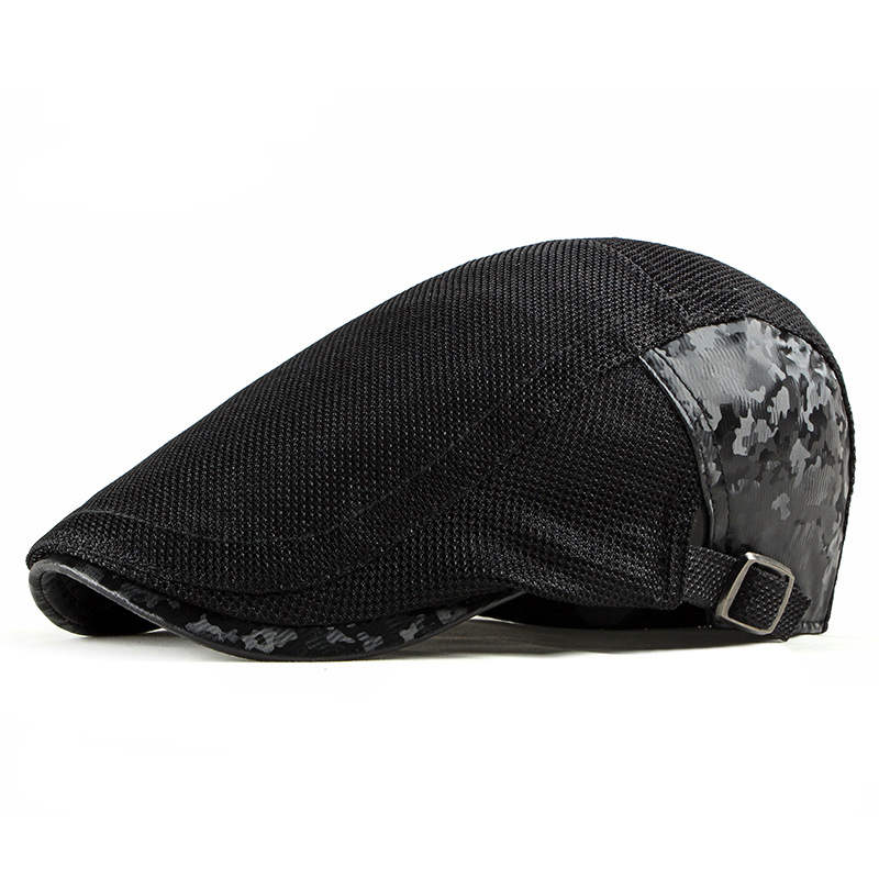 Idopy Irlandês Hera Jornaleiro Caps Malha Sun Proteja Respirável dos homens Planas Chapéus Para Mulheres Cap Boina Unisex Macia: Black