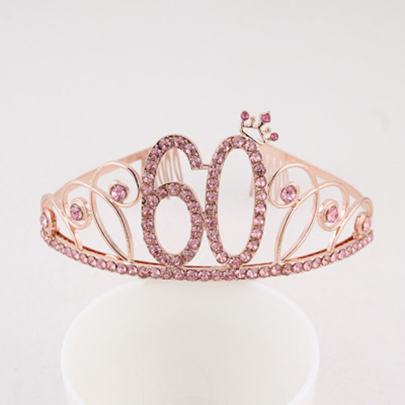 16 18 21th Verjaardag Prinses Tiara Kroon Hoofdband Bruids Haar Band Haar Accessoires Hoofdtooi Bruiloft Voor Vrouwen Anniversary 30: Rose gold-60