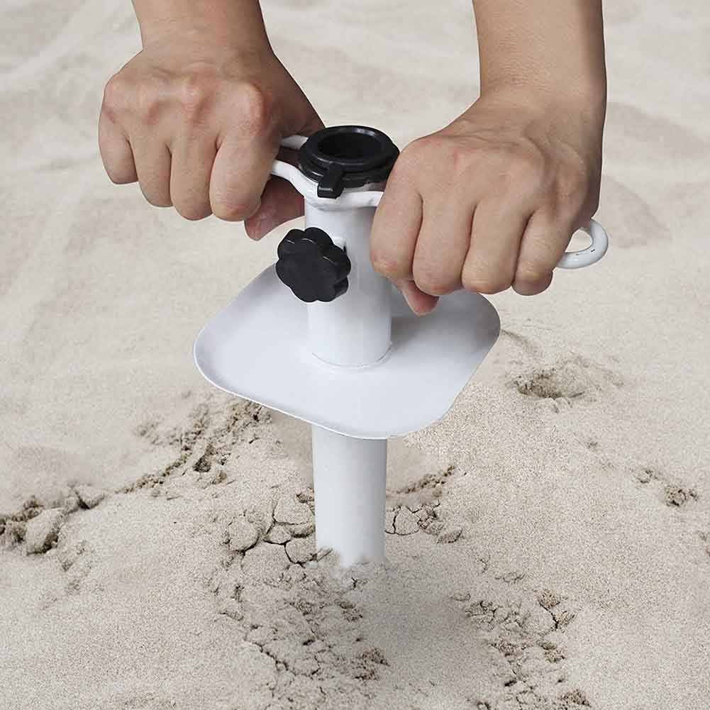Stand Outdoor Beach Heavy Duty Iron Universal Portable Garden With Carry Bag Umbrella Sand Parasol Holder Grass Auger
