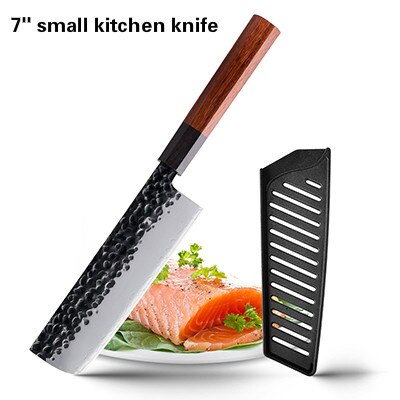 7 stk køkkenkniv sæt japanske kokknive 7 cr 17 rustfrit stål kød med høj kulstof santoku paringkniv meget sharf: 7 tommer lille køkken