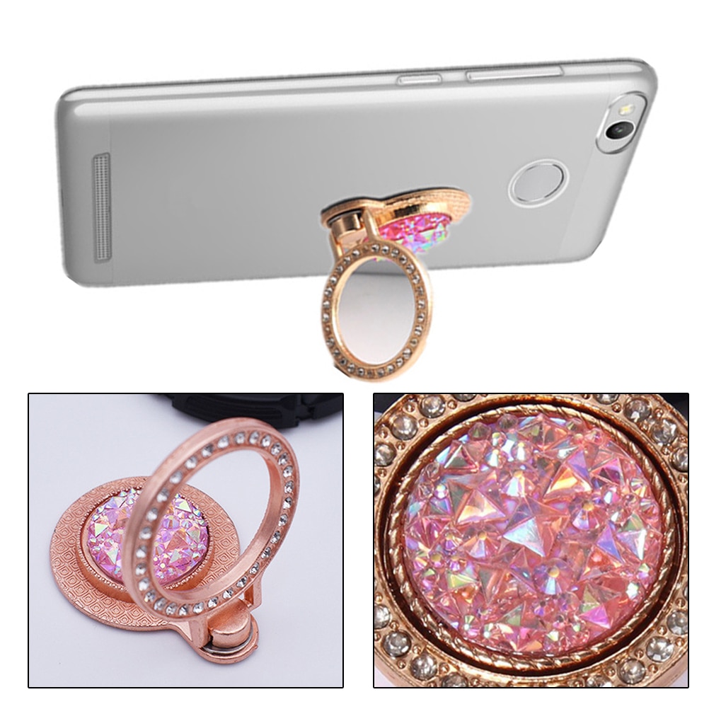 Kristall Diamant Telefon Halfter Stehen Finger Ring Universal- praktisch Halfter Airbag Halterung für iPhone XS XR für Samsung