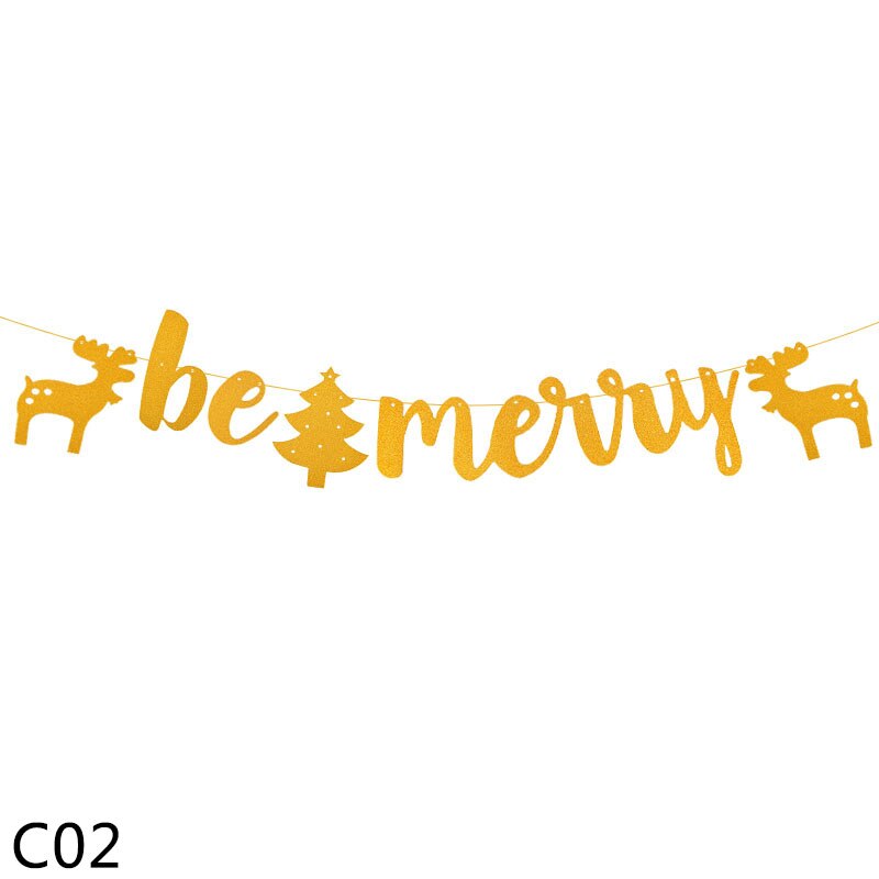 1pc guirlandes de bannières joyeux noël, bricolage, artisanat en papier, lettres multi-styles, décoration florale pour la maison, décoration suspendue de noël: C02