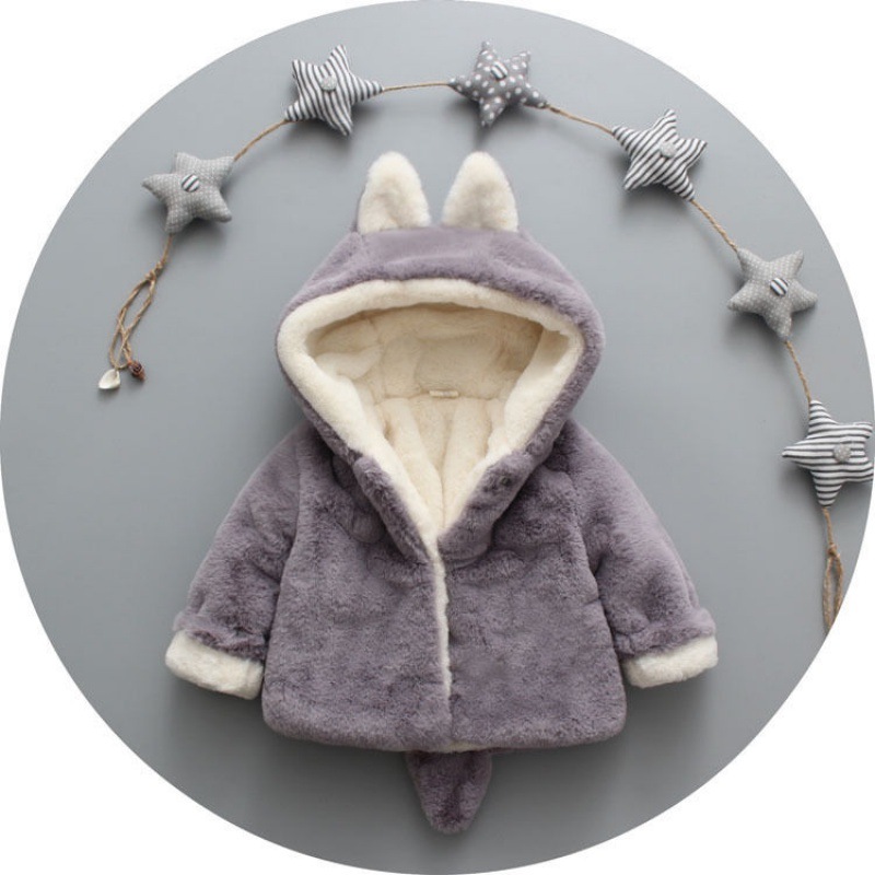 Cappotto invernale per bambini capispalla con cappuccio in flanella morbida calda per bambini 2021 vendita calda abbigliamento per bambini: Gray / 80
