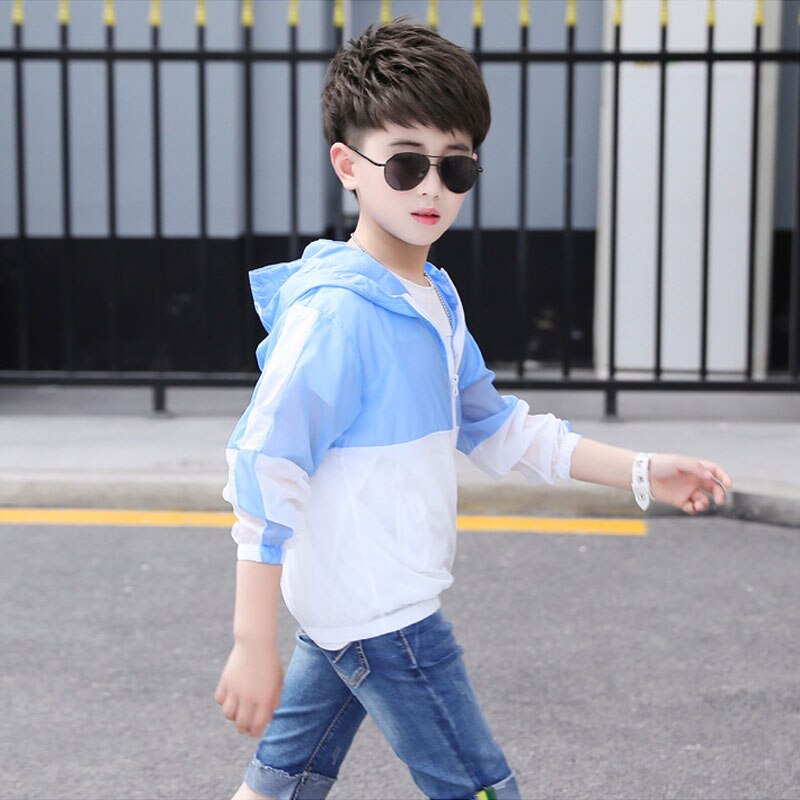 Kids Jongens Letters Gedrukt Bescherming Zomerzon Kleding Grote Maagdelijke Jas Casual Jas 6-12 Jaar Oud