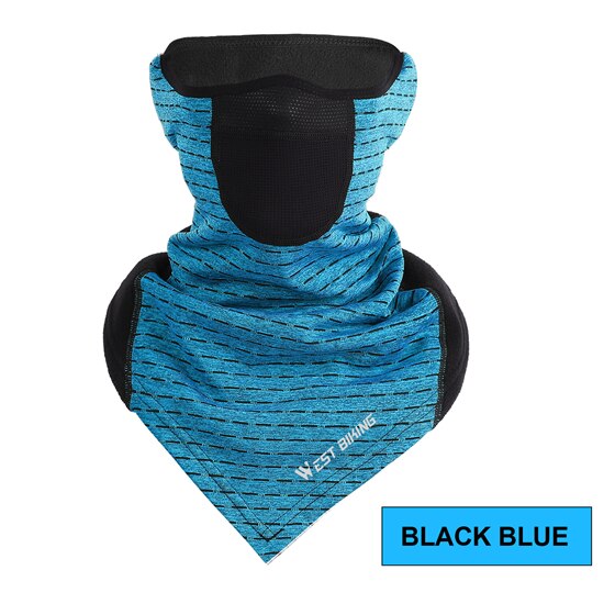 WEST BIKING-mascarilla de cara de ciclista para invierno, bufanda térmica cálida, máscara de esquí para exteriores, correr, escalada, Snowboard, forro polar resistente al viento, máscara para ciclismo: Black Blue